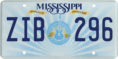 MS license plate ZIB296