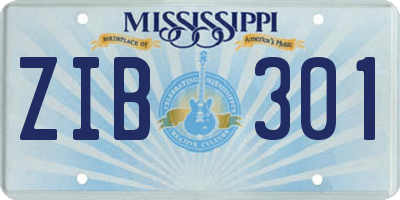 MS license plate ZIB301