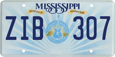 MS license plate ZIB307