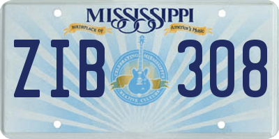 MS license plate ZIB308