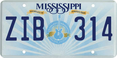 MS license plate ZIB314