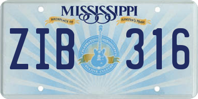 MS license plate ZIB316