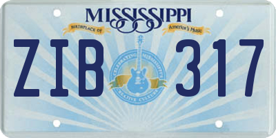 MS license plate ZIB317