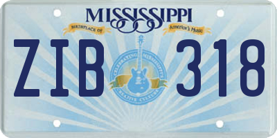 MS license plate ZIB318