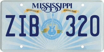 MS license plate ZIB320