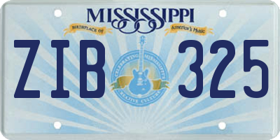 MS license plate ZIB325