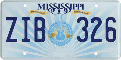 MS license plate ZIB326