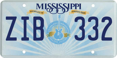 MS license plate ZIB332