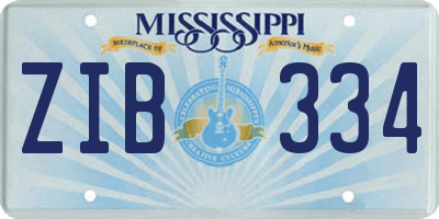 MS license plate ZIB334
