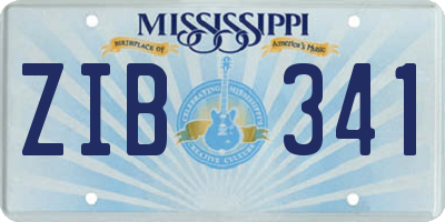MS license plate ZIB341