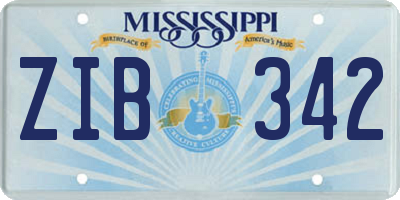 MS license plate ZIB342