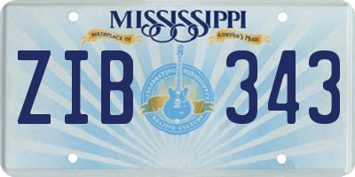 MS license plate ZIB343