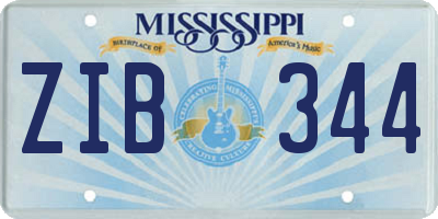 MS license plate ZIB344