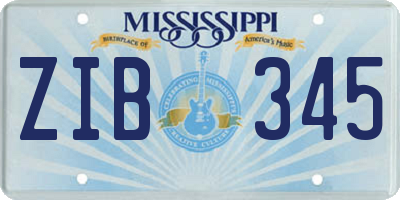 MS license plate ZIB345