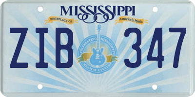 MS license plate ZIB347