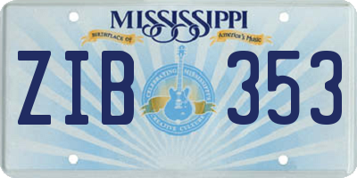 MS license plate ZIB353