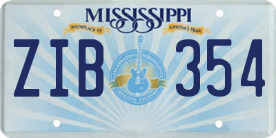 MS license plate ZIB354
