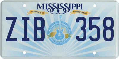 MS license plate ZIB358
