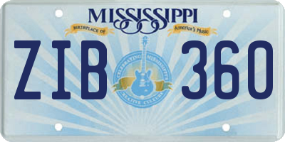 MS license plate ZIB360