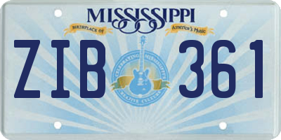 MS license plate ZIB361