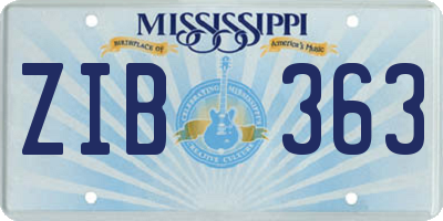 MS license plate ZIB363