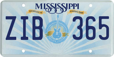 MS license plate ZIB365