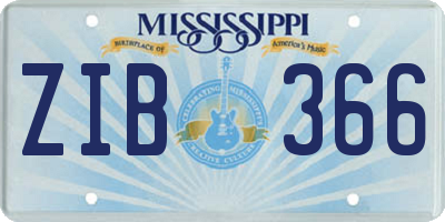 MS license plate ZIB366