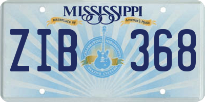 MS license plate ZIB368