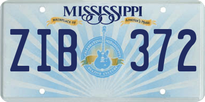 MS license plate ZIB372