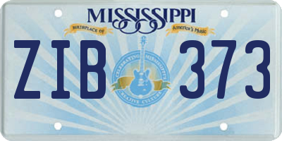 MS license plate ZIB373