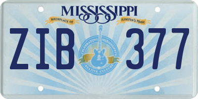 MS license plate ZIB377