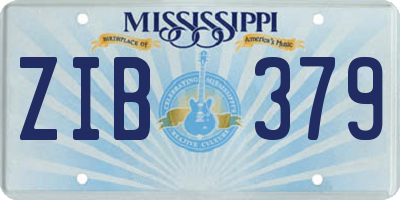 MS license plate ZIB379