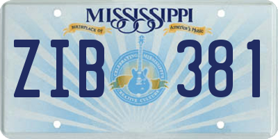 MS license plate ZIB381