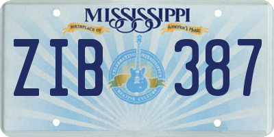 MS license plate ZIB387
