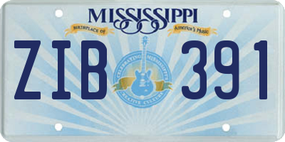 MS license plate ZIB391