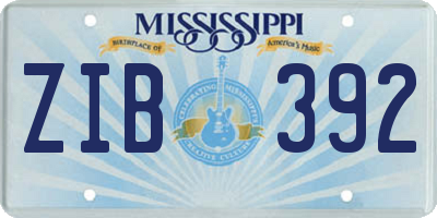 MS license plate ZIB392
