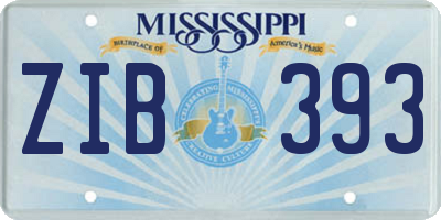 MS license plate ZIB393