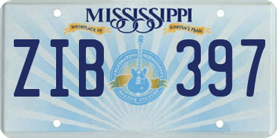 MS license plate ZIB397