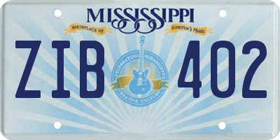 MS license plate ZIB402