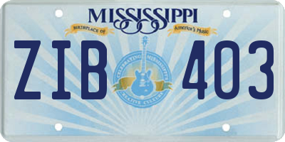 MS license plate ZIB403