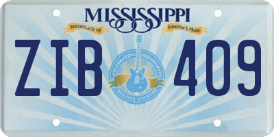 MS license plate ZIB409