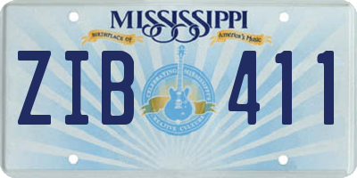 MS license plate ZIB411