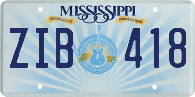 MS license plate ZIB418