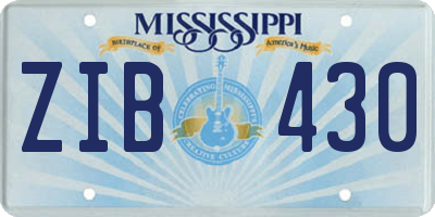 MS license plate ZIB430