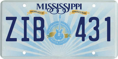 MS license plate ZIB431