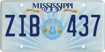 MS license plate ZIB437
