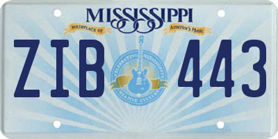 MS license plate ZIB443