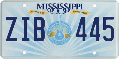 MS license plate ZIB445