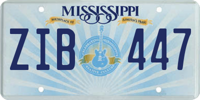 MS license plate ZIB447