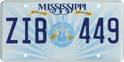 MS license plate ZIB449